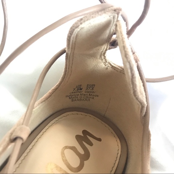 Sam Edelman Nude Suede Lace Up Peep Toe … - Picture 5 of 7